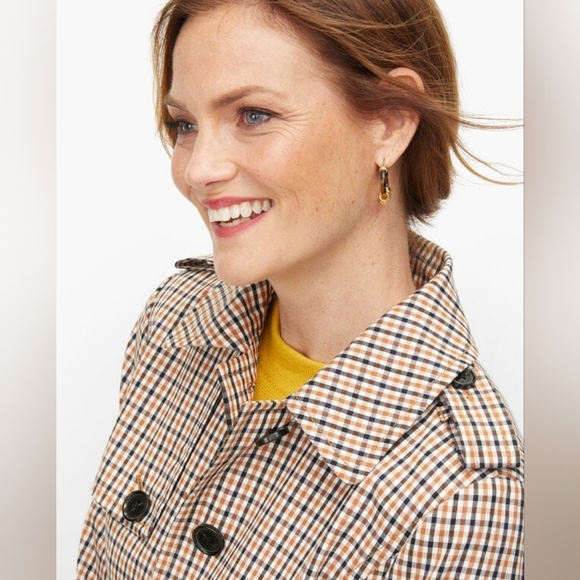 Talbots-Polished Plaid Trench Coat - Picture 3 of 7